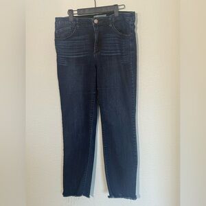 Wit & Wisdom Absolution Dark Indigo Ankle Jeans with Raw Hem, size 12